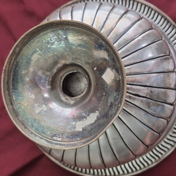 Decorative Silver On Brass Pedestal Bowl - Picture 4 of 4